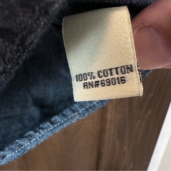 MENS RUFF HEWN DUCK PRINT CASUAL DENIM CHAMBRAY SHORT SLEEVE BUTTON UP SHIRT - Picture 11 of 13